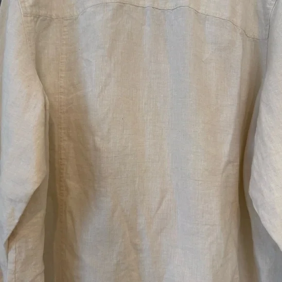 JM Collection 100% Linen Cream Gold Button Down Long Sleeve Blouse Sz 20W NWT - Picture 11 of 12